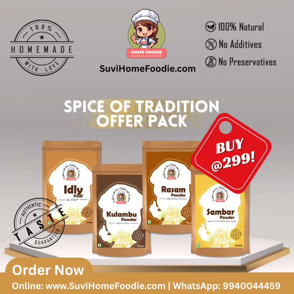 A Spice of Tradition Offer Pack (Sambar, Rasam, Kulambu, Idly Powder) - 400g